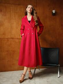 MOTF PREMIUM ABRIGO DE LANA TIPO PARKA CON CUELLO DE SOLAPA - Rojo - Ver 7