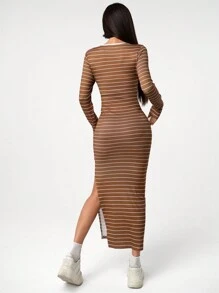 Vestido casual elegante a rayas para adolescentes y chicas de talla grande