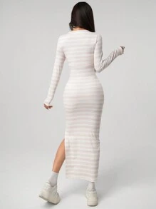 Plus Size Teen Girl Elegant Striped Casual Dress