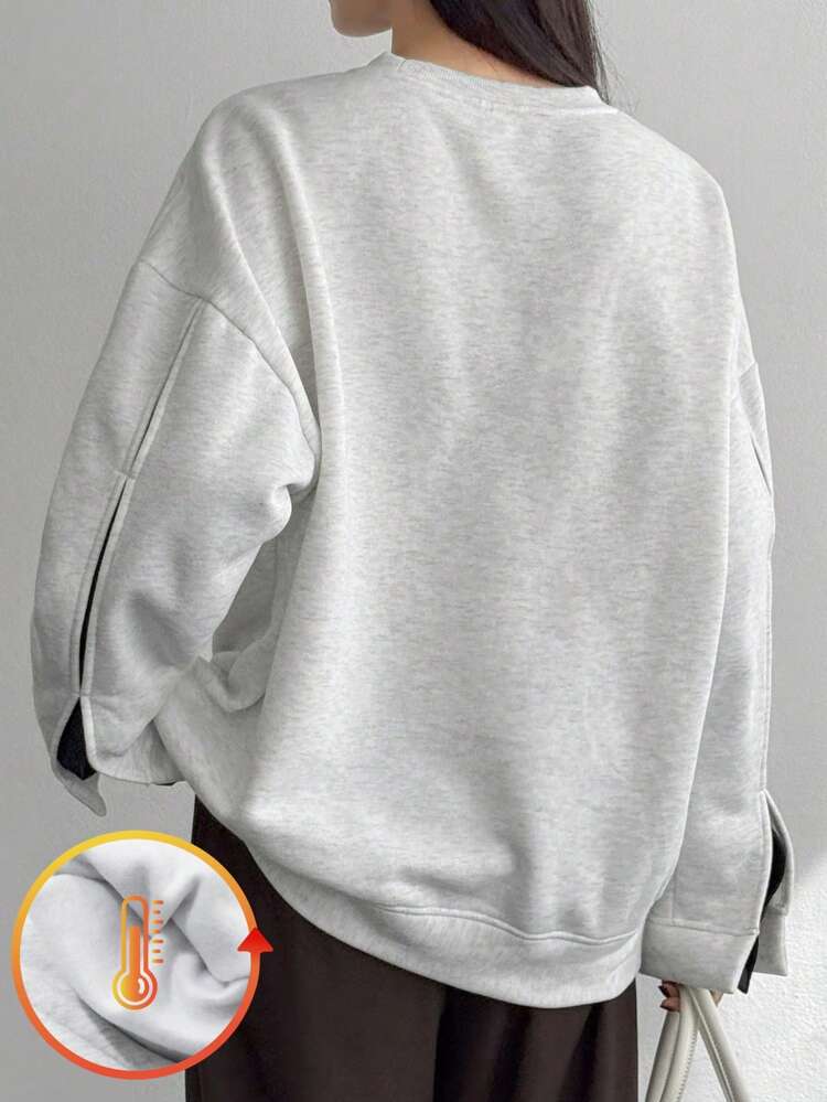 Women's Stylish Color Block Patchwork Fleece Sweatshirt,Fall Women Clothes
