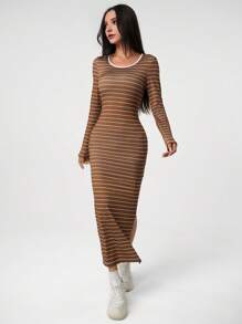 Vestido casual elegante a rayas para adolescentes y chicas de talla grande