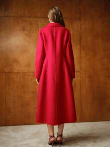 MOTF PREMIUM ABRIGO DE LANA TIPO PARKA CON CUELLO DE SOLAPA - Rojo - Ver 4