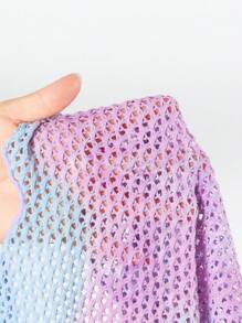 SHEIN 女童彩色渐变镂空罩衫，舒适轻盈，适合4-7岁儿童，夏季假日穿着 - 彩色 - 查看 5
