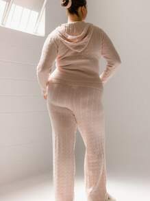 Aralina Curve Warm And Plush Soft Pink Knitted Wide-Leg Pants