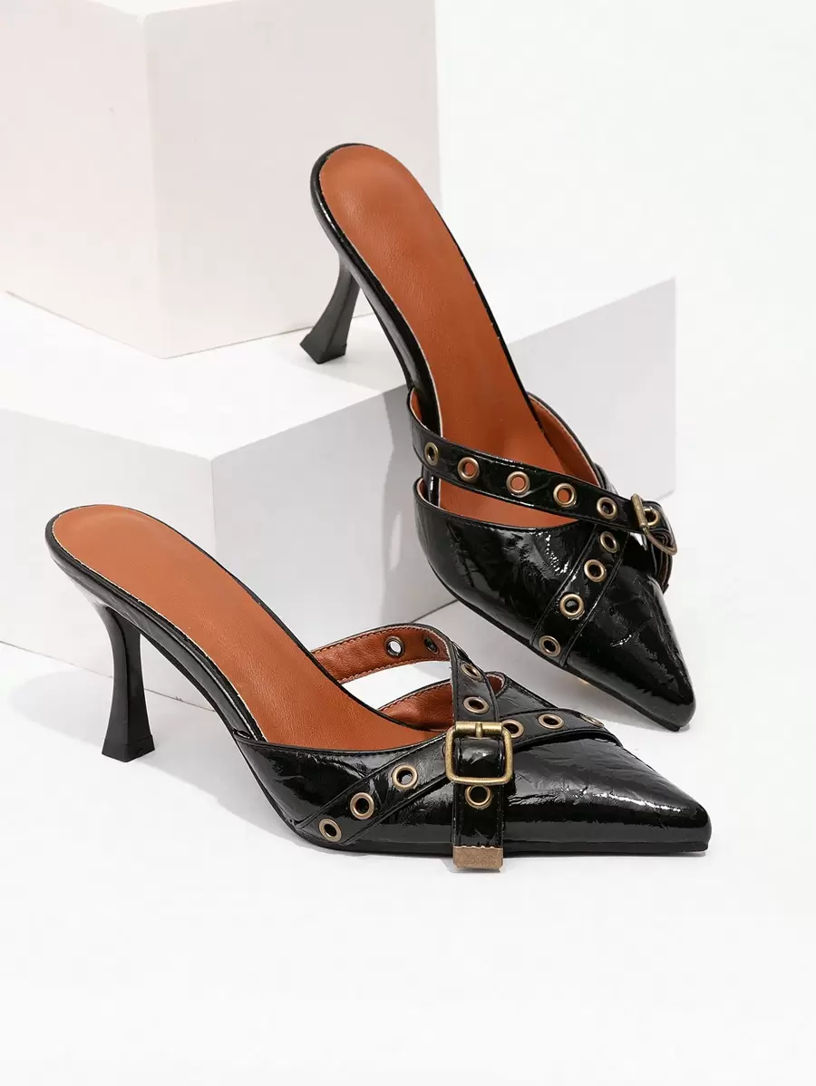 CUCCOO GRLICON 女士尖头时尚性感一脚蹬高跟鞋，男女通用设计