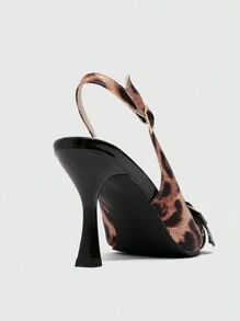 CUCCOO SZL Women's Pointed Toe Fashionable Leopard Print Sexy High Heel Mules