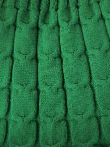 Girls' Green Knitted Christmas Skirt, French Retro Knitted Ruffle Hem Skirt, Holiday Versatile Bottom, Autumn/Winter - Green - View 5