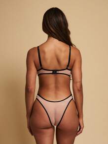 TryMe Mesh And Lace Lingerie Bra And HiCut Panty Set - Multicolor - View 2