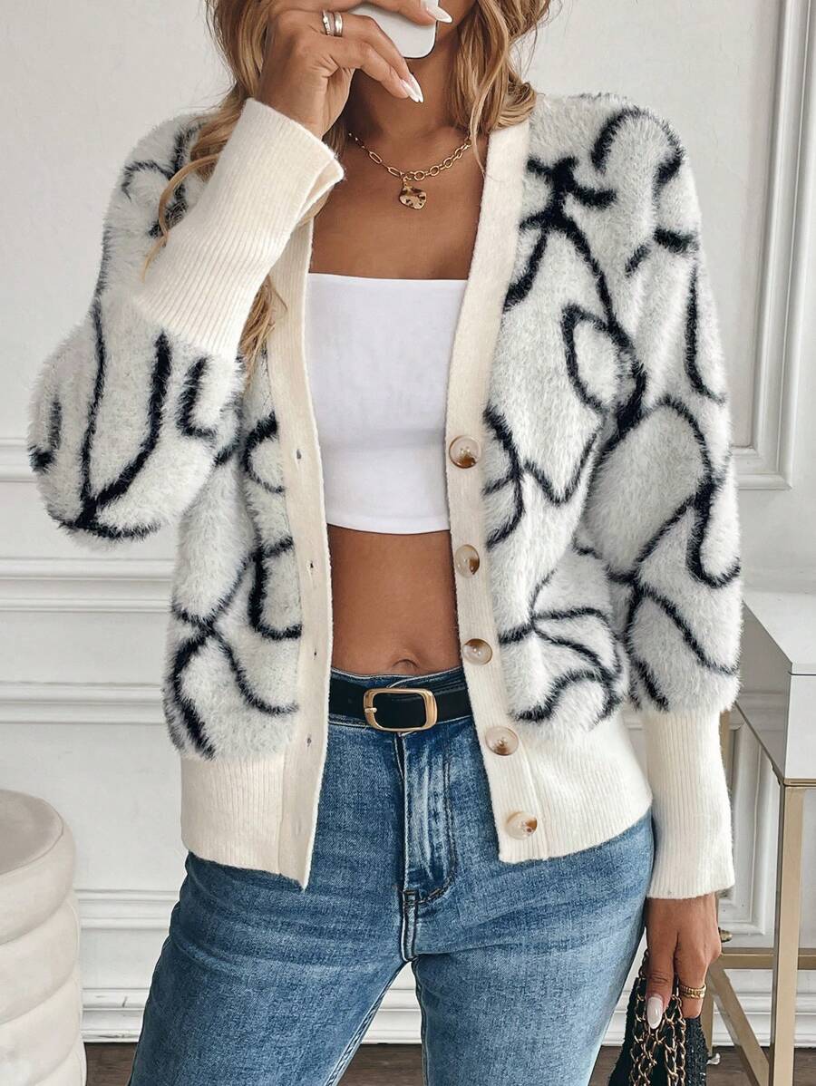 SHEIN Unity Asymmetrical Striped Women Casual Cardigans, Simple Fashionable For Everyday Wear Fall Cloth For Women - Apricot - View 1