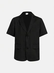 SHEIN Leap Crew 3 件套男士休闲修身西装外套、裤子和领带套装，买 2 送 1 - 黑色 - 查看 7