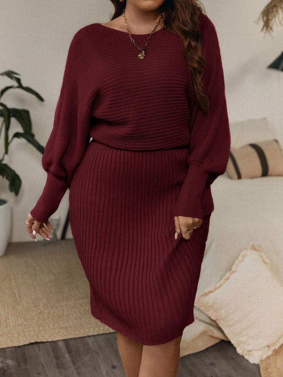 SHEIN Clasi 大码女式优雅宽松套头毛衣连衣裙