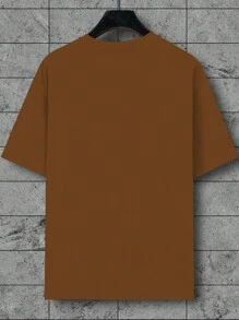 Manfinity EMRG Men's Plain Color Block Round Neck Short Sleeve Printed Casual T-Shirt