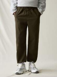 Manfinity Hypemode Men's Army Green Denim Loose Casual Jogger Pants, Urban Chill - Army Green - View 6