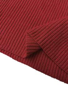 SHEIN Unity Plus Size Solid Color Patchwork Off Shoulder Long Sleeve Casual Sweater Dress For New Year Clothes - Red - View 5