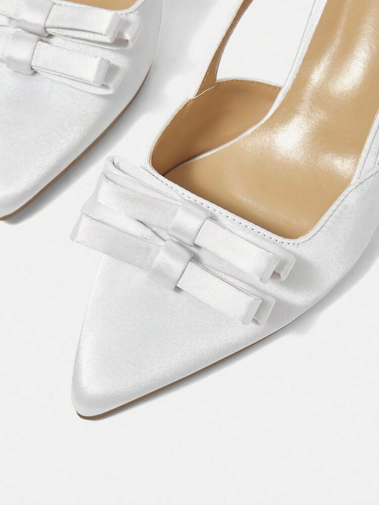 CUCCOO HITCHD Pointed Toe Chunky High Heel Bowknot Backless Women High Heel Shoes Valentine's Day