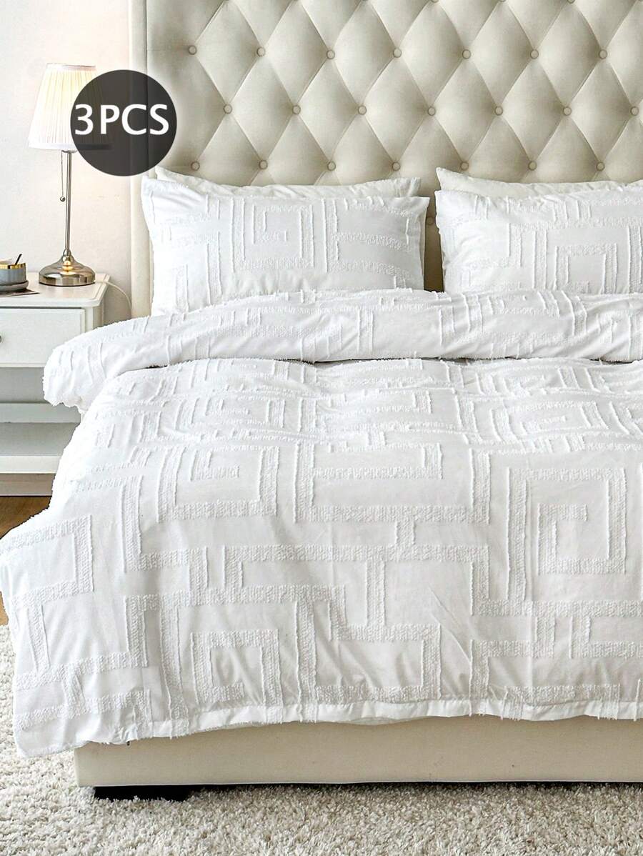 Juego de 3 piezas de ropa de cama, funda nórdica de estilo bohemio para todas las temporadas, suave y transpirable, cubierta decorativa y elegante para dormitorio o dormitorio, se ajusta perfectamente a todas las camas