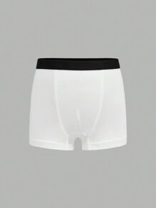 SHEIN 6pcs/Pack Young Boy Minimalist Contrast Elastic Waist Sports Briefs, Casual Style