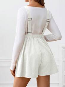 SHEIN Maternity Casual Button Pleated Loose Jumpsuit - White - View 2