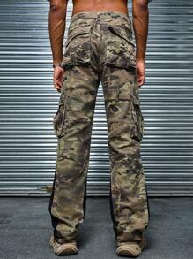 Manfinity Roughcore Men's Casual Camouflage Print Work Cargo Jeans - Multicolor - View 2
