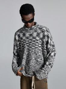 NEON BLANC Jersey informal con cuello alto y manga larga con estampado integral para hombre