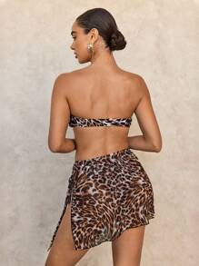 SHEIN Swim Conjunto de bikini con estampado de leopardo, hebilla metálica y diseño sexy para mujer, 2022
