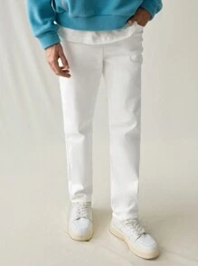 Manfinity Hypemode Vaqueros rectos y slim casuales blancos para hombre, Urban Chill