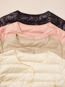 SHEIN EZwear Piumino leggero nero per donna taglie forti, indossabile sia internamente che esternamente - nero - Visualizzare 10