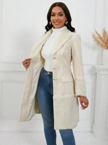 Lyxana Abrigo de mujer con cuello vuelto, chaqueta de invierno afelpada y de patchwork