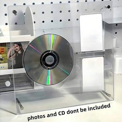 1 件透明亚克力照片卡和 CD 支架展示盒，带凹槽砖设计桌面放置保护器，适用于 Kpop 照片卡、体育卡、偶像卡、名人收藏光盘、唱片框架、家居装饰、送给粉丝的礼物、收藏家透明专辑展示架、收纳盒