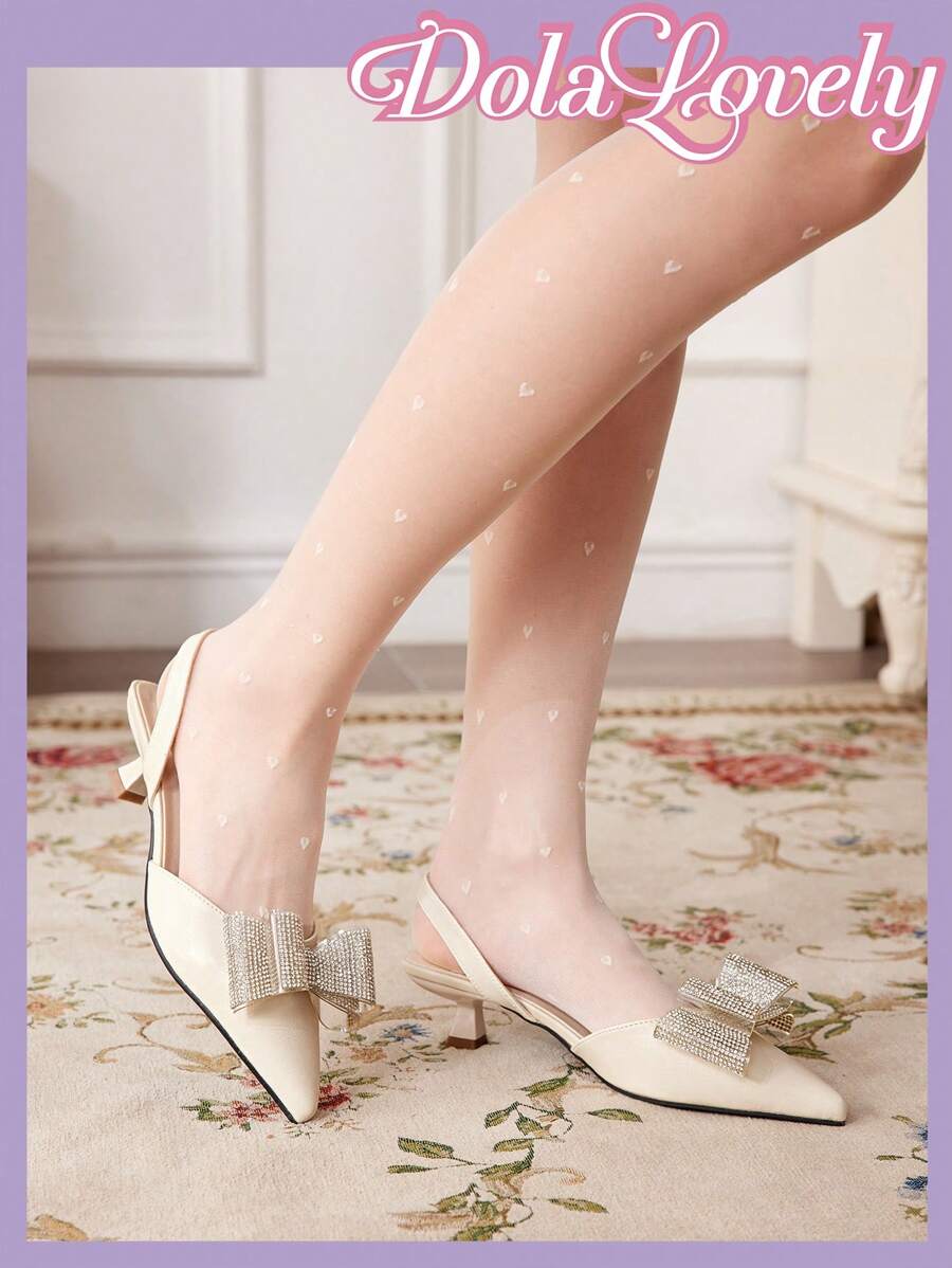 Dola Lovely Women's Black Stiletto Heel Bowknot Pointed Toe Shoes New Year Holiday Valentines