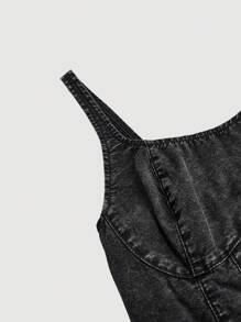 SHEIN MOD Vestido de tirantes delgados de mezclilla vintage para mujer, sexy, azul
