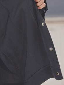 Manfinity Homme Chaqueta casual de manga larga con bolsillo y abotonadura delantera para hombres de talla grande