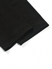 Manfinity LEGND Camiseta informal de manga larga con cuello alto y estampado de letras, estilo minimalista, para hombres de talla grande
