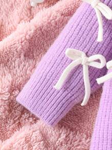 SHEIN 1 pezzo Tutina neonata graziosa e versatile in maglia, cardigan casual alla moda, comodo, morbido e caldo, semplice ed elegante con fiocco, adatto per uso domestico, uscite giornaliere e abbigliamento all'aperto, autunno/inverno