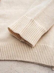 Cozy Pixies Christmas Reindeer Pattern Casual Versatile Round Neck Long Sleeve Knit Cardigan, Apricot Autumn Winter Clothes ForGirln - Apricot - View 7