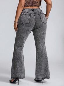 SHEIN ICON جينز كاجوال بحجم كبير مع جيوب أمامية وأزرار، مناسب للارتداء اليومي