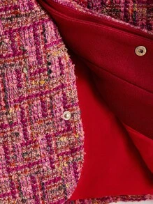 AKNOTIC Party Christmas Men's Fabric Slim Fit Relaxed Raglan Crew Neck Long Sleeve Short Blue Tweed Blazer, Suitable For Christmas, New Year, Daily Wear, Autumn/Winter, Plaid Tweed Fabric, Metal Rose Buttons