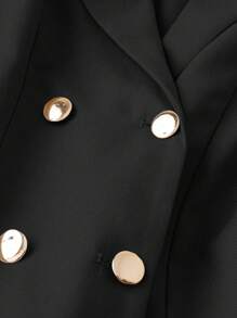 Chiquease Blazer informal de mujer de unicolor con botones delanteros, mangas largas y cuello de solapa