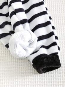 Cozy Pixies 男婴卡通企鹅印花圆领长袖运动衫和条纹长裤两件套，适合日常、运动、跑步的休闲家居服 - 彩色 - 查看 5