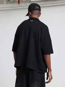 SUMWON Premium Zip Front Knit Polo Shirt Streetwear Half Sleeve Casual Athletic Sports Summer Lightweight Breathable Urban Modern Collared T-Shirt