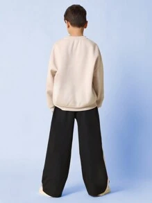 SUMWON Tween Boys Crewneck Brooklyn Sweatshirt And Track Pant 2 Piece Set - Apricot - View 2