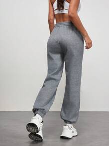 SHEIN Sports Damen Lässig Jogginghose mit Buchstaben Muster und Kordelzug Taille für Outdoor Aktivität