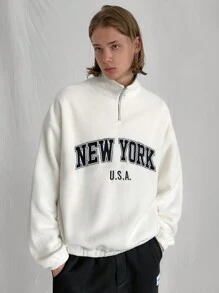 Manfinity VCAY 2 件套男士针织休闲青年宽松长袖半拉链运动衫和抽绳腰踝长裤套装，适合秋冬 - 黑與白 - 查看 3