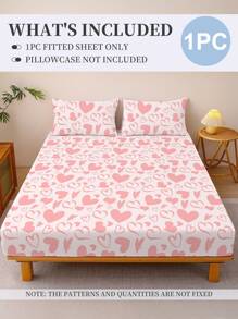 1pc Bedsheet, Bedding, Mattress Protector, Bed Cover, Comfortable Home Textile, Breathable Anti-Pilling Mattress Protector, Geometric Pattern Bed Cover, Home Decor, Suitable For All Bed Sizes - Twin, Full, Queen, King, All Seasons, Dust-Proof Bed Cover, Excluding Pillow And Pillowcase - Pink - View 2