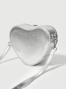 ROMWE Grunge Punk New Sexy Heart Shaped Women Bag With Gothic Rivet, Fashion Shoulder Crossbody Bag, Halloween - Silver - View 3