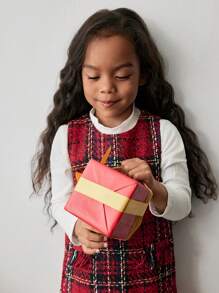 Maija Kids Maija Kids 年轻女孩休闲粗花呢撞色网眼拼接连衣裙 - 紅色 - 查看 6
