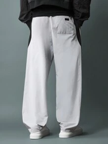 SUMWON Loose Fit Pull On Pants With Curve Colour Block Panel & Piping