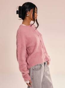 MUSERA 马海毛针织纽扣开衫 Y2k 春季休闲可爱 90 年代阳光秋季冬季感恩节圣诞节