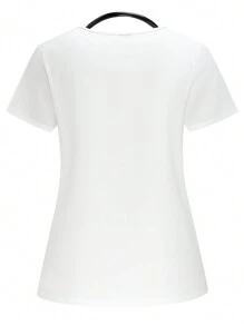 PopScrub 2025 Nieuwjaar Vrouwen Verpleegster Uniform Top, Korte Mouw Scrub Shirt