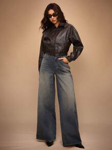 Forever 21 女式时尚休闲蝙蝠袖拉链短夹克，秋季 - 棕色 - 查看 5